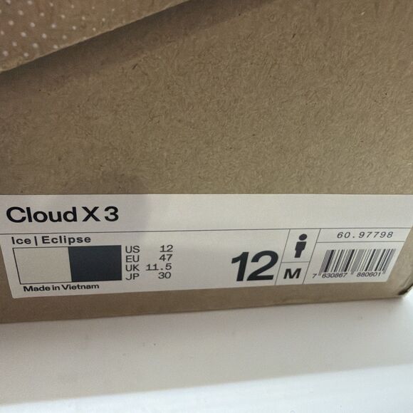 On Cloud cloud X3 men’s running shoes size 12 Ice/Eclipse main image 6